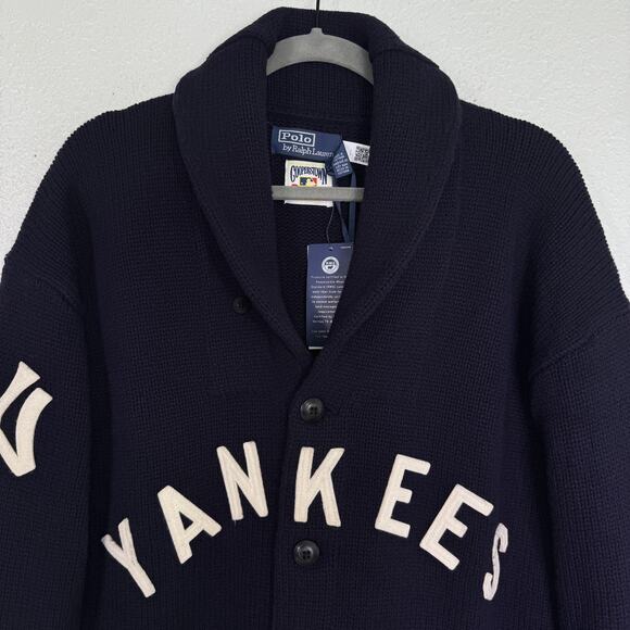 Polo Ralph Lauren Yankees Cardigan Mens Medium New York MLB Baseball Sweater NEW - Picture 4 of 11